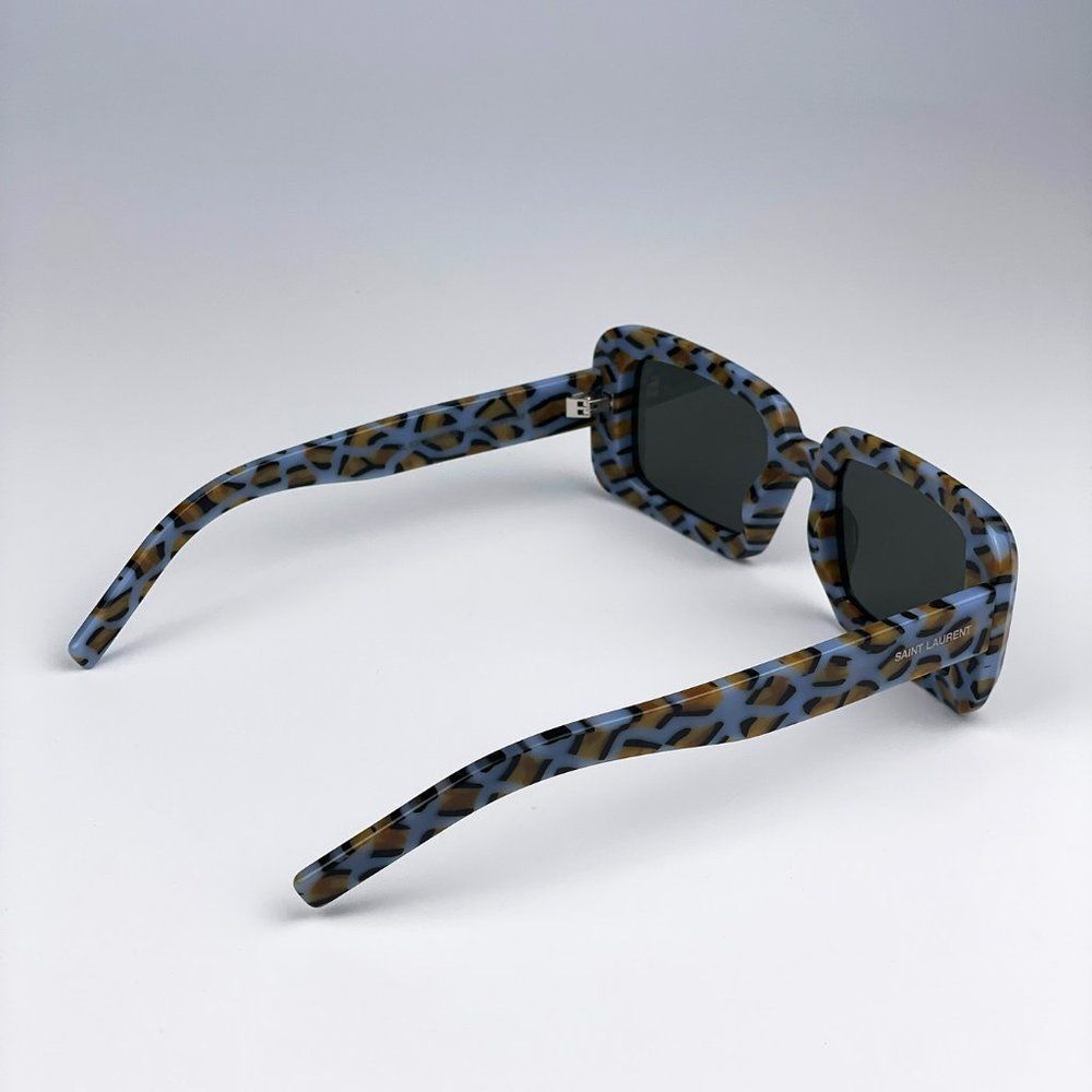 Saint Laurent SL534 SUNRISE 008 Sunglasses Violet Havana Grey Rectangle Unisex - Picture 7 of 11